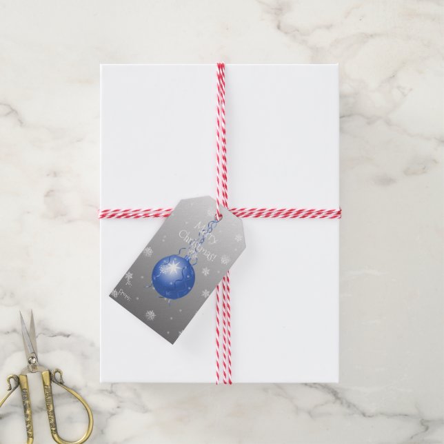 Blue Extravagante Weihnachtsfeier Geschenkanhänger (Mit Garn)