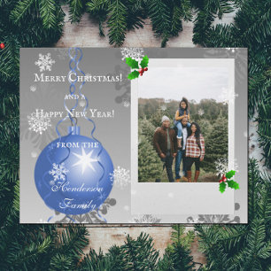 Blue Extravagante Weihnachtsschmuckkarte Feiertagskarte