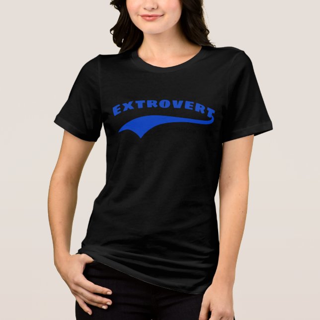 Blue Extrovert Typografie Swoosh Benutzerdefiniert Tri-Blend Shirt (Vorderseite)