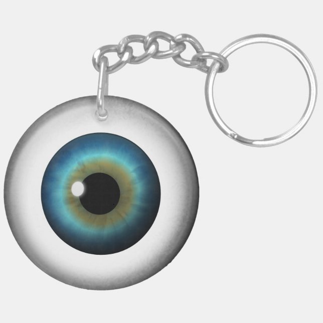 Blue Eye Eyeball Rund zwei seitliche Acrylic Schlü Schlüsselanhänger (Rückseite komplett)