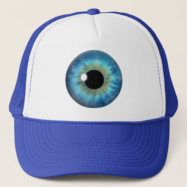 Blue Eye Iris Cool Eyeball Fun Custom Hats Truckerkappe (Vorderseite)
