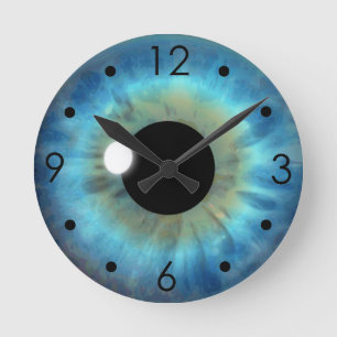 Blue Eye Iris Eyball Custom Medium Round Horloge