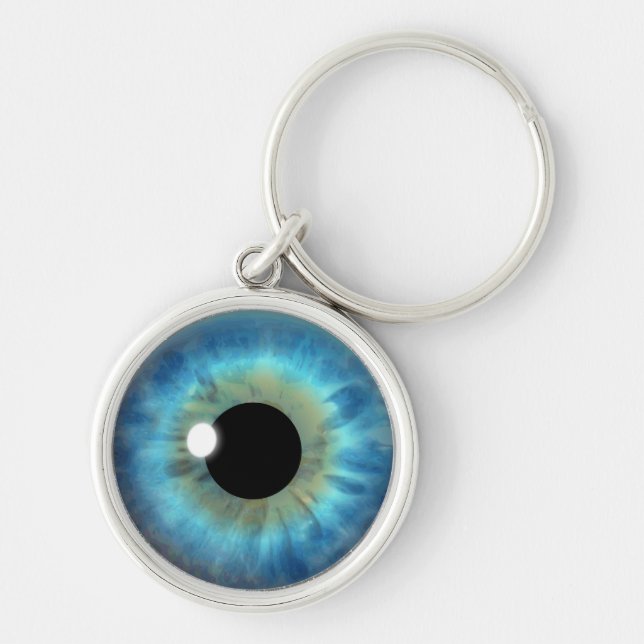 Blue Eye Iris Eyeball Cool Custom Round Schlüssela Schlüsselanhänger (Vorne)