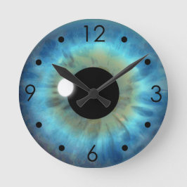 Blue Eye Iris Eyeball Custom Medium Round Clock Runde Wanduhr