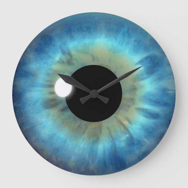 Blue Eye Iris Eyeball Large Custom Round Clock Große Wanduhr (Vorderseite)
