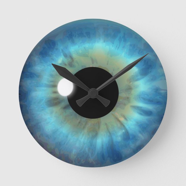 Blue Eye Iris Eyeball Medium Custom Round Clock Runde Wanduhr (Vorderseite)