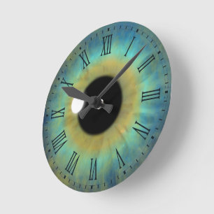 Blue Eye Iris Eyeball Medium Round Roman Clock Runde Wanduhr
