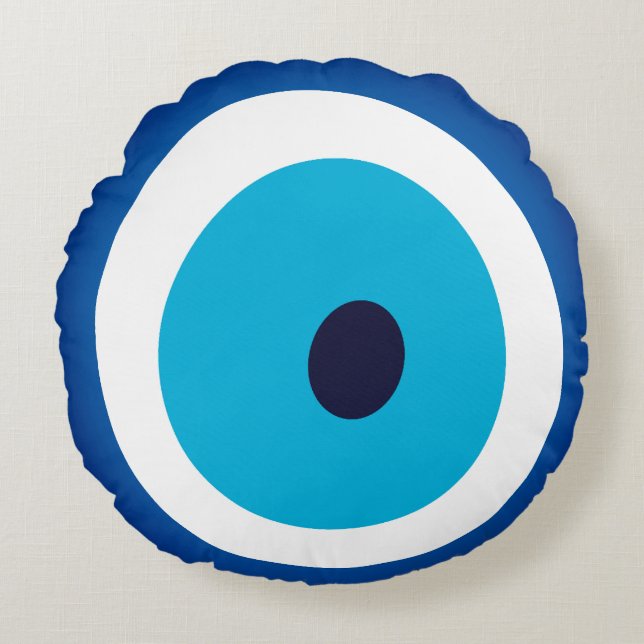 Blue Eye Lucky Charm Rundes Kissen (Vorderseite)