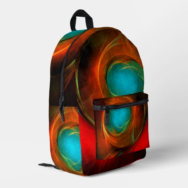Blue Eye Moderne Abstrakte Kunst Cooles Muster #16 Bedruckter Rucksack (Rückseitige Ecke links)