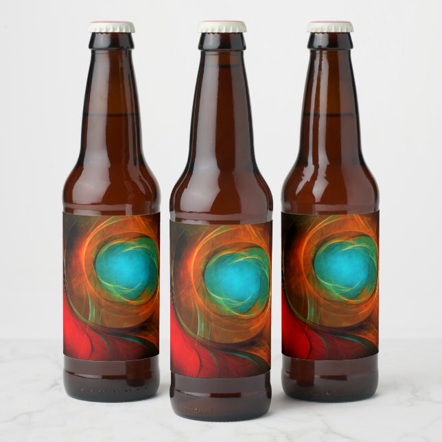 Blue Eye Moderne Abstrakte Kunst Cooles Muster #16 Bierflaschenetikett (Flaschen)