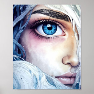 Blue Eye Nah-Up Fantasy Portrait Poster