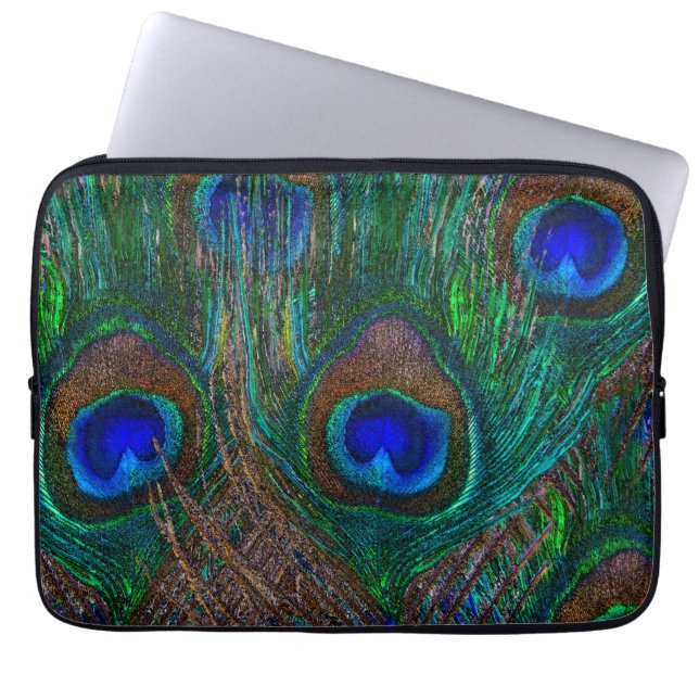 Blue Eye Peacock Feathers Stylish Decor Laptopschutzhülle (Vorderseite)