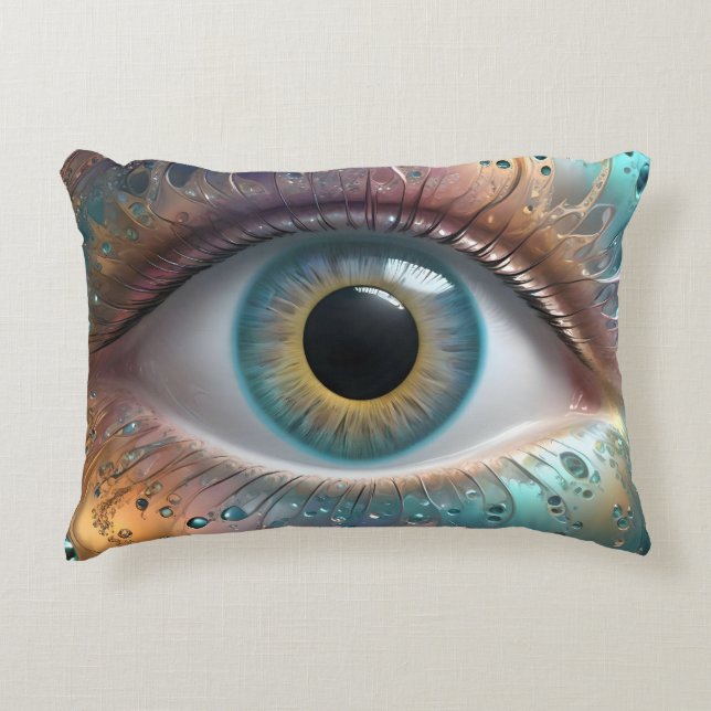Blue Eyeball Fraktal Art Dekokissen (Vorderseite)