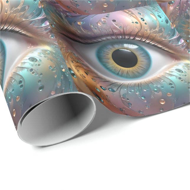 Blue Eyeball Fraktal Art Geschenkpapier (Rolleneckpunkt)