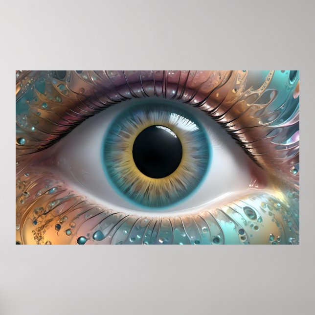 Blue Eyeball Fraktal Art Poster (Vorne)