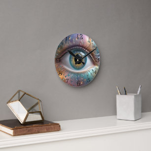 Blue Eyeball Fraktal Art Runde Wanduhr