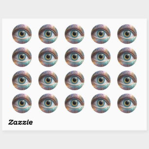 Blue Eyeball Fraktal Art Runder Aufkleber