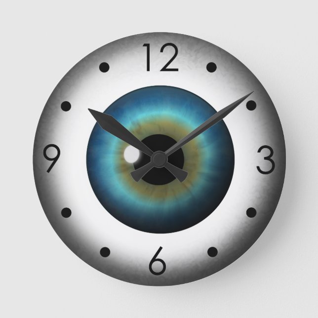 Blue Eyeball Iris Eye Custom Medium Round Clock Runde Wanduhr (Vorderseite)