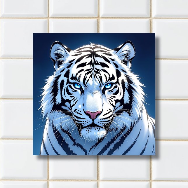Blue eyed White Tiger Ai Art Fliese (Von Creator hochgeladen)