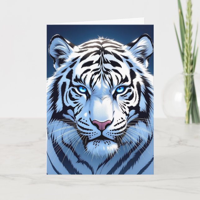 Blue eyed White Tiger Birthday  Karte (Vorderseite)