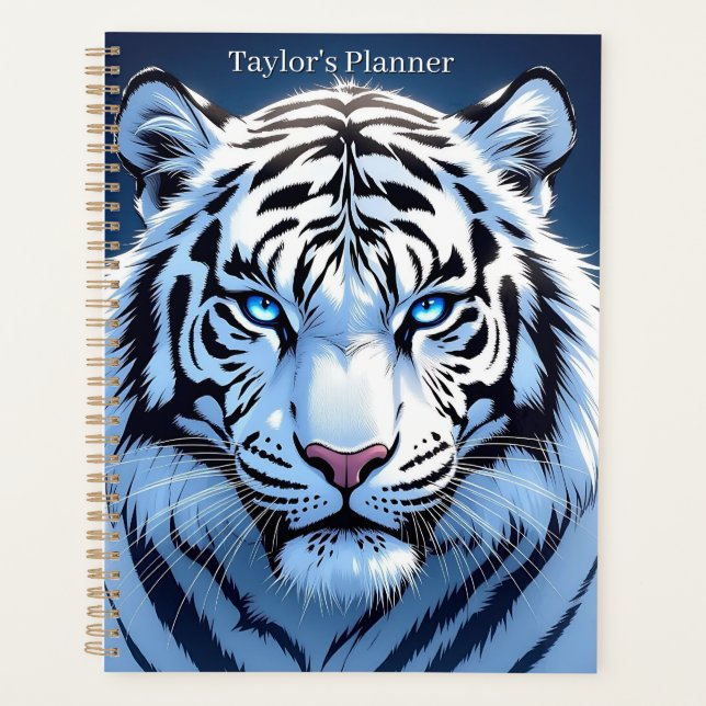 Blue eyed White Tiger Personalized Planer (Vorderseite)