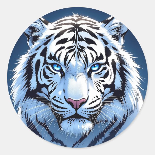 Blue eyed White Tiger Runder Aufkleber (Vorderseite)
