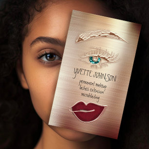 Blue Eyelash Brow Makeup Logo QR Lip Rose Rot Visitenkarte