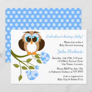 Blue Eyes Baby Owl Baby Dusche Einladung