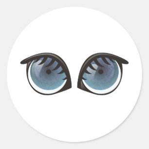 Blue Eyes Cartoon Runder Aufkleber
