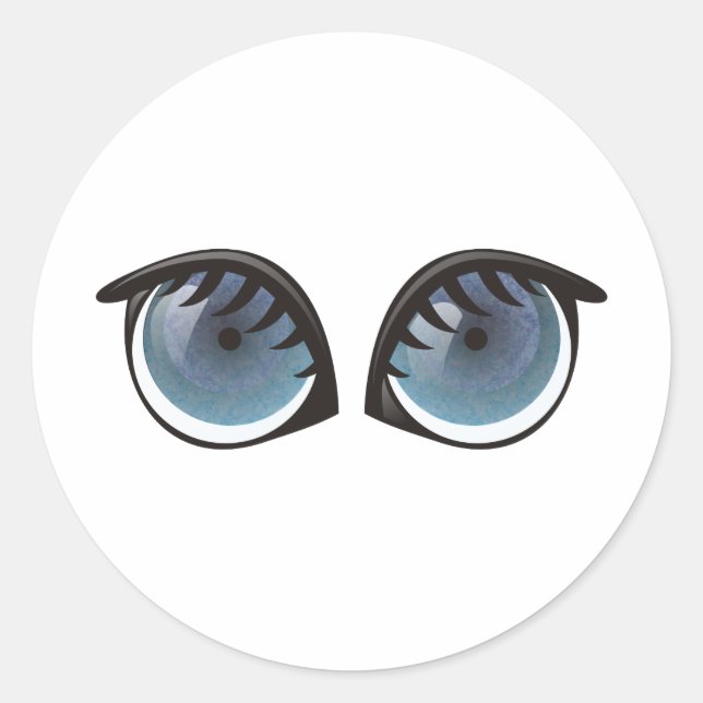 Blue Eyes Cartoon Runder Aufkleber (Vorderseite)