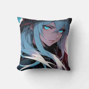 Blue Eyes Hooded Anime Girl Kissen
