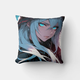 Blue Eyes Hooded Anime Girl Kissen