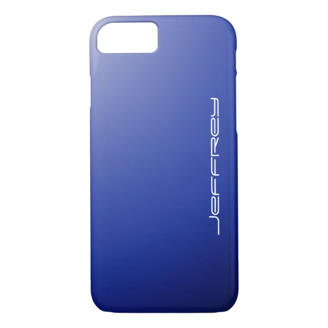 Blue Fade & White, Personalized Name, Minimum Case-Mate iPhone Hülle (Rückseite)