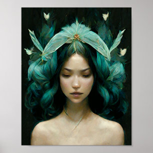 Blue Faiair Fantasy Art Poster