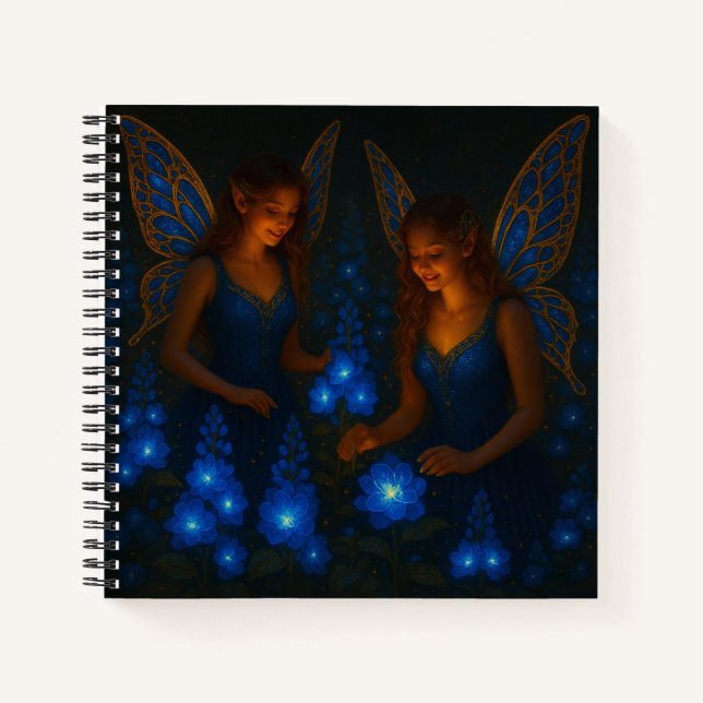 Blue Fairy Calm Peaceful Fantasy Floral Notizbuch (Vorderseite)