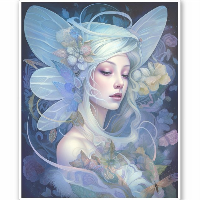 Blue Fairy Fantasy Art Aufkleber (Vorderseite)