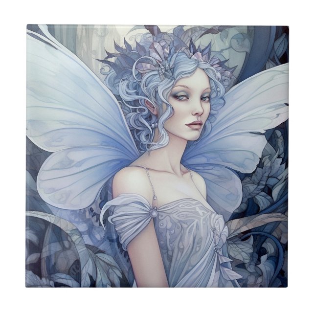 Blue Fairy Fantasy Art Fliese (Vorderseite)
