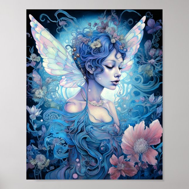 Blue Fairy Fantasy Art Poster (Vorne)