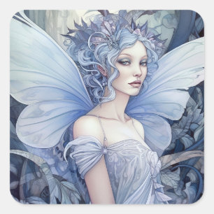 Blue Fairy Fantasy Art Quadratischer Aufkleber
