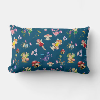 Blue Fairy Mushroom House als Thema Lendenkissen
