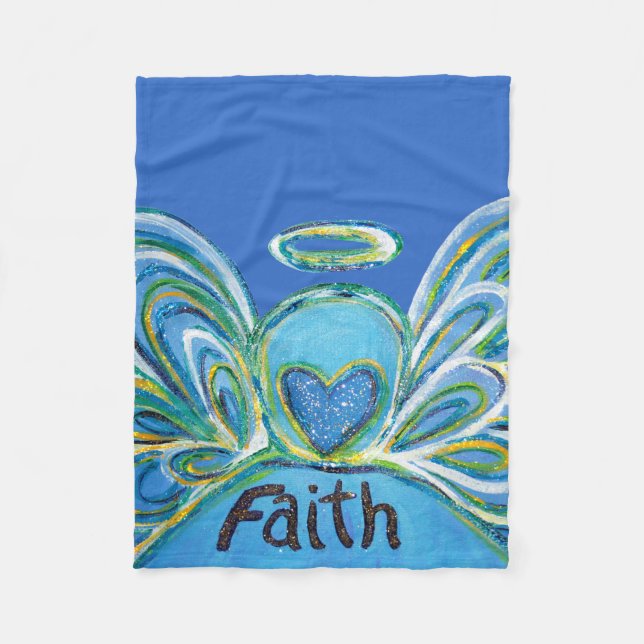 Blue Faith Guardian Angel Chemo Blanket Fleecedecke (Vorderseite)