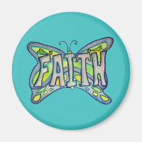 Blue Faith Word Art Butterfly Custom Magnet