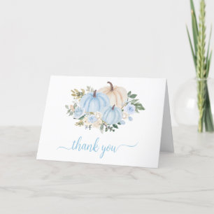 Blue Fall Floral Pumpkin Dankeskarte