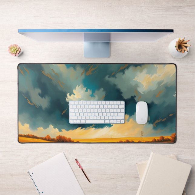 Blue Fall Mountain Desk Mat - Autumn Nature Desk P (Bureau 1)