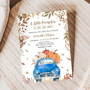 Blue Fall Pumpkin Truck Baby Dusche Einladung