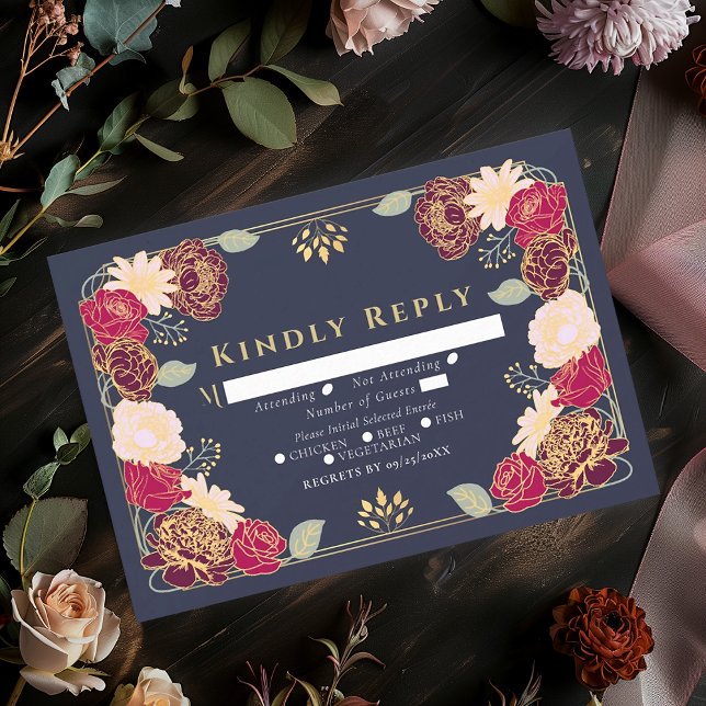 Blue Fantasy Enchanted Flower Garden Wedding RSVP (Von Creator hochgeladen)