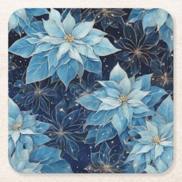 Blue Fantasy Poinsettia Rechteckiger Pappuntersetzer