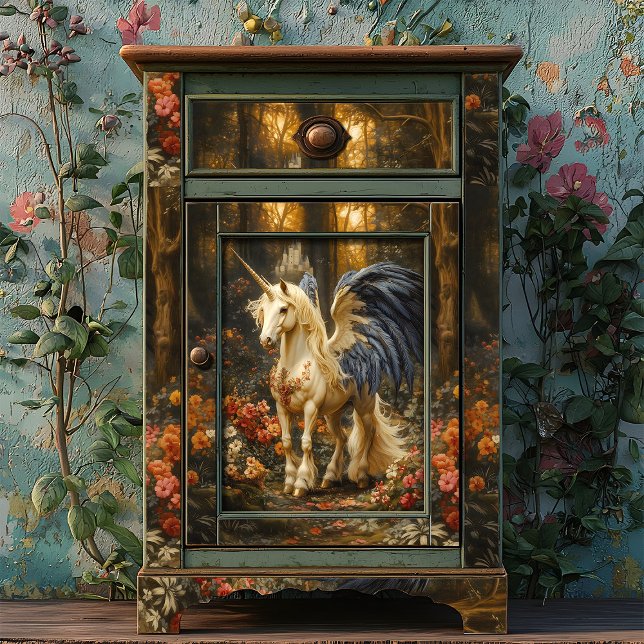 Blue Fantasy Unicorn Woodland Decoupage Seidenpapier (Von Creator hochgeladen)