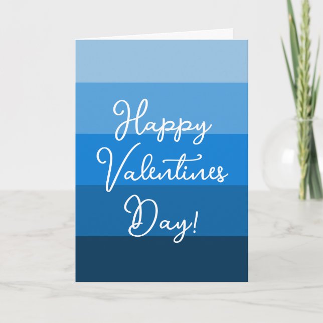 BLUE FARBSTRIPE ROMANTISCHE LIEBE VALENTINE KARTE (Vorderseite)