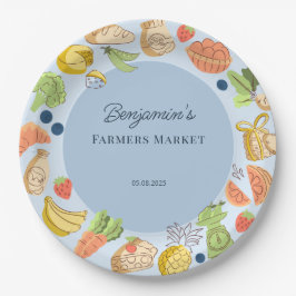 Blue Farmers Market Farm Fresh Birthday Pappteller